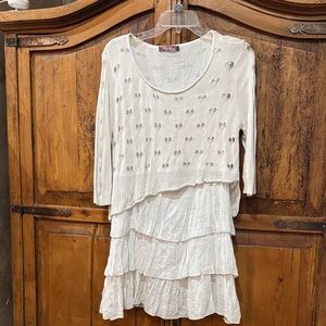White Layered Heart Sweater tunic